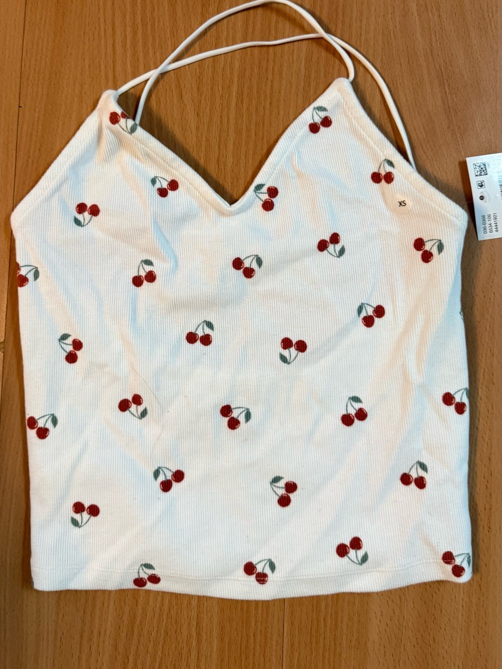 American Eagle White Cherry Print Spaghetti Strap  Tank Top
